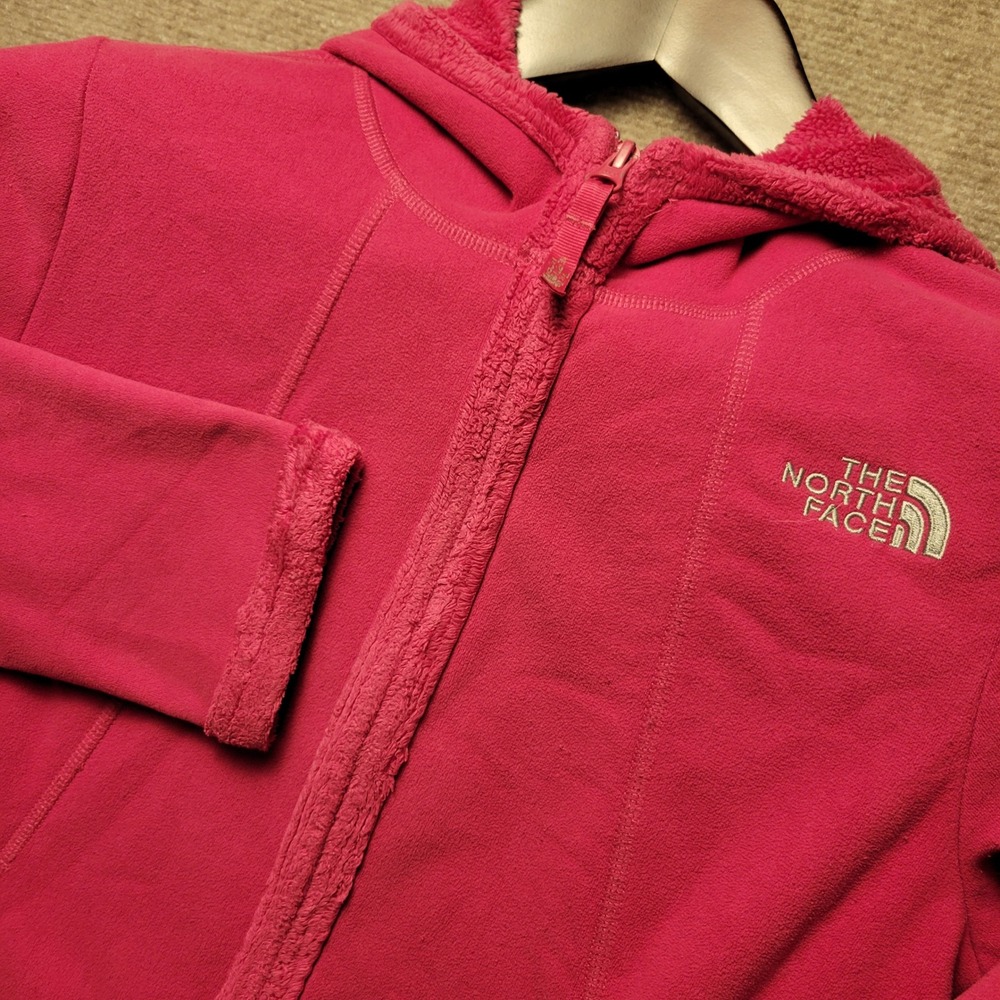 The North Face Fleece Hoodie Womens M Red Full Zip Osito Trim Jacket